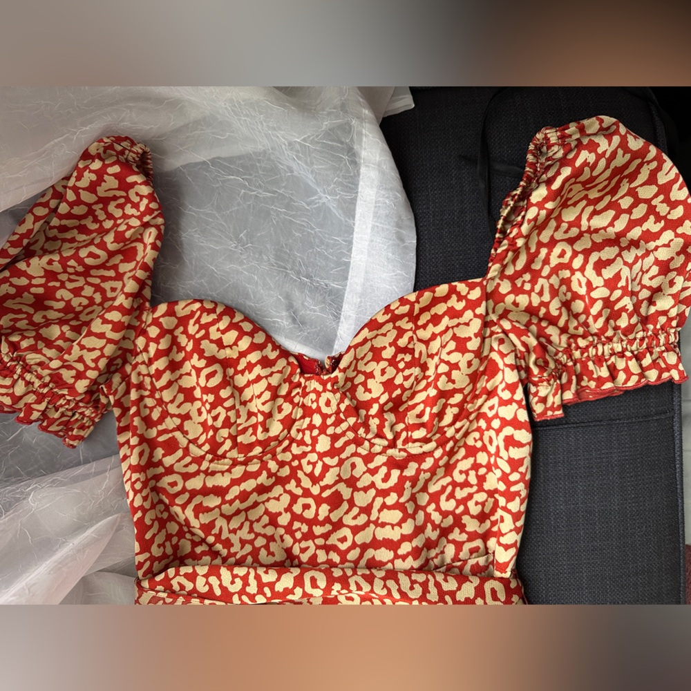 MAJORELLE Vibrant Red and Cream Dress